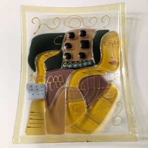 Sebino Arte Handmade Italian Fused Art Glass Gustav Klimt “The Waiting” Tribute